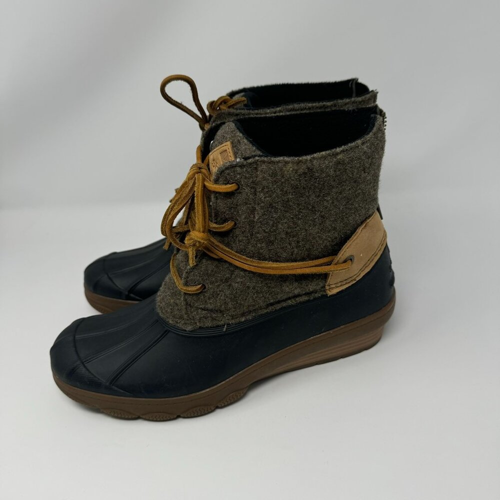 Sperrys Saltwater Tide Wool Black/Brown Rain Duck Wedge Boot
